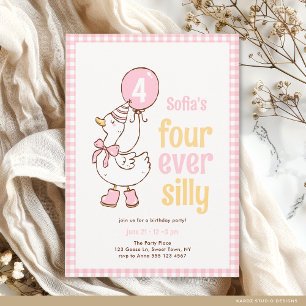 Invitación Cuatro Siempre Chica del Ganso Tonto Cumpleaños 4