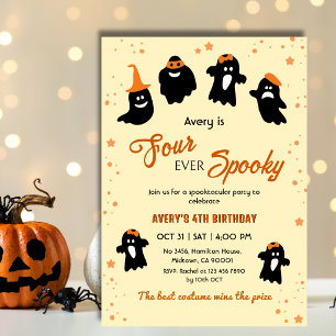 Invitación Cuatro siempre espeluznante cumpleaños de Hallowee