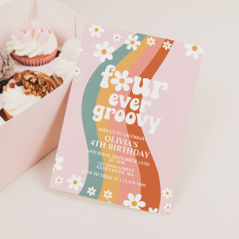 Invitación Cuatro siempre genial cumpleaños 4 de margaritas a