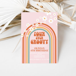 Invitación Cuatro siempre genial margarita arcoíris cumpleaño