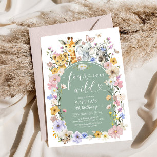 Invitación Cuatro Siempre Salvaje Flor Silvestre Animal 4to C