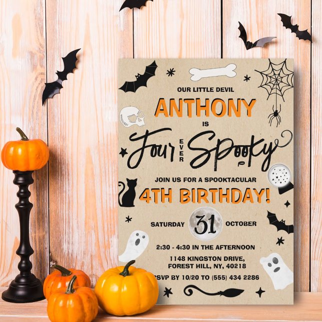 Invitación ¡Cuatro Siempre Tocados! Cuarto cumpleaños de Hall (Subido por el creador)