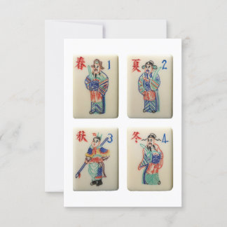 Invitación Cuatro tejas de la temporada de Mahjong (guerreros