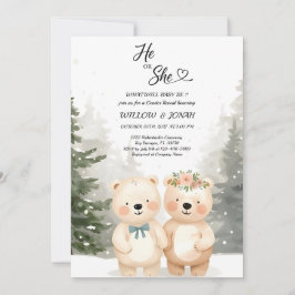 Invitación Cub Bear Theme Gender Reveal Party Invitation