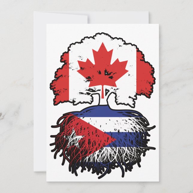Invitación Cuba Bandera de raíces cubanas canadienses de árbo (Anverso)