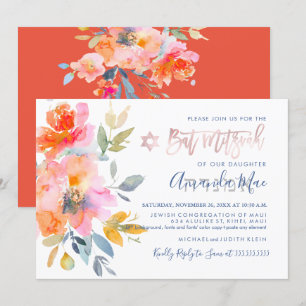 Invitación Cubeta de agua floral de PixDezines Mitzvah, Ombre