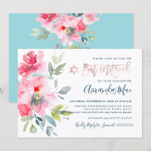 Invitación Cubeta de agua floral de PixDezines Mitzvah, Ombre
