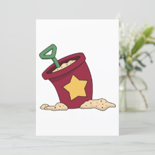 Invitación Cubeta de arena roja con estrella y pala