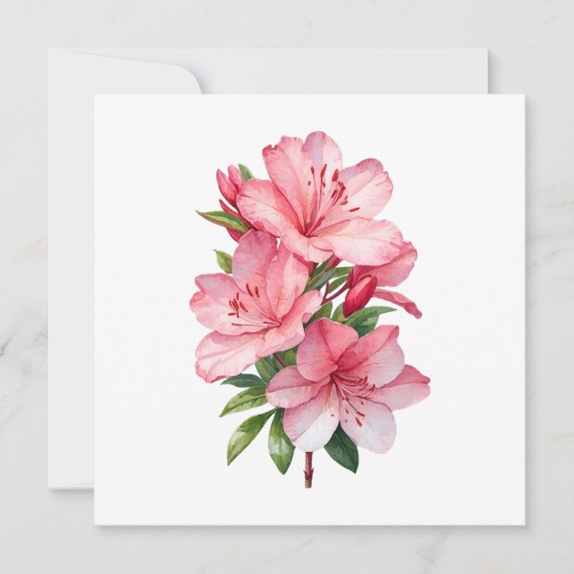 Invitación Cubierta acuarela de flores de Azalea (Anverso)