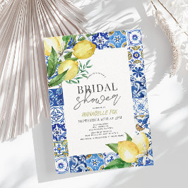 Invitación Cubierta azul mediterránea Citrus Lemon Bridal Duc