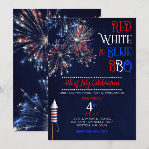 Invitación Cubierta azul rojo blanco 4 de julio