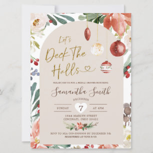 Invitación Cubierta De Arco Floral De Los navidades Ducha Bri
