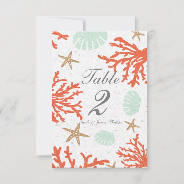 Invitación Cubierta de arrecife de coral de playa y número de (Anverso)