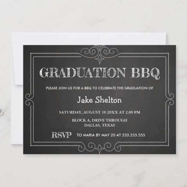 Invitación Cubierta de graduación rusa de Chalkboard | Escrit (Anverso)