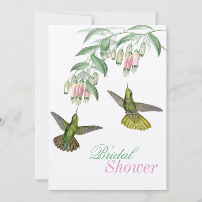 Invitación Cubierta de la pareja nupcial floral del colibrí t (Anverso)