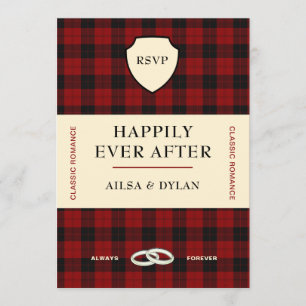 INVITACIÓN CUBIERTA DE LIBRO DE TARTÁN SCOTISTA   WEDDING RSV