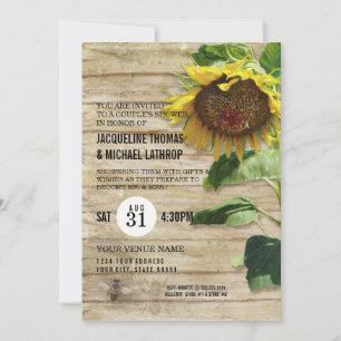 Invitación Cubierta de madera de girasol pintada a mano Alamb