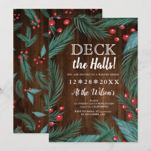 Invitación Cubierta de madera del muérdago del navidad del