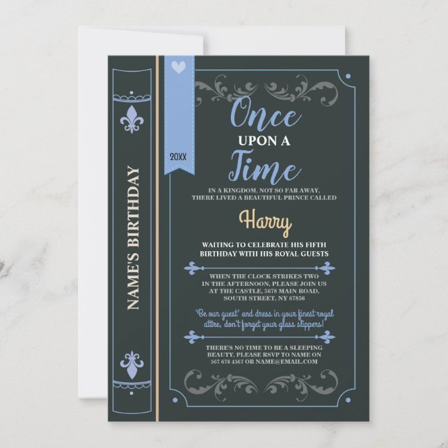 Invitación Cubierta del libro de historias Fiesta de cumpleañ (Anverso)