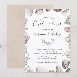 Invitación Cubierta del Mar Blanco Beach Wedples Ducha