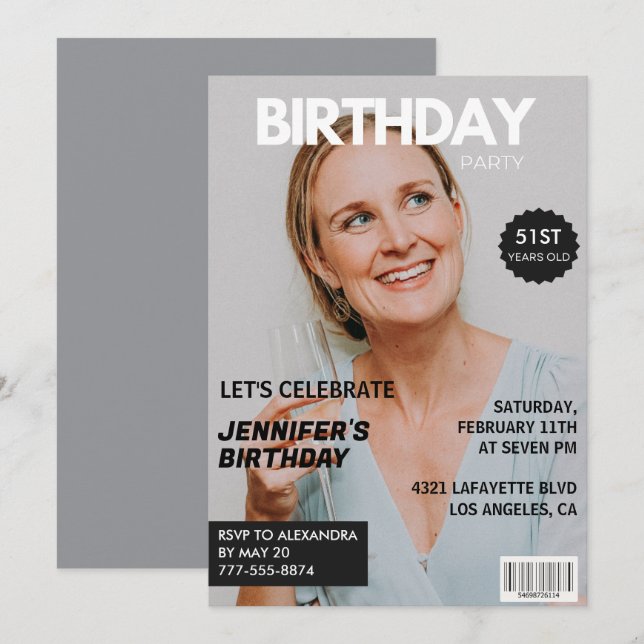 Invitación Cubierta elegante de la revista para su foto de 51 (Anverso / Reverso)