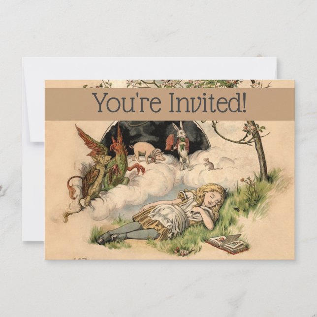 Invitación Cubierta Vintage de Alicia 1890 (Anverso)