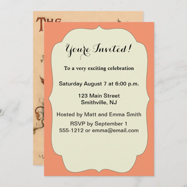 Invitación Cubierta Vintage de Alicia 1890 (Anverso / Reverso)