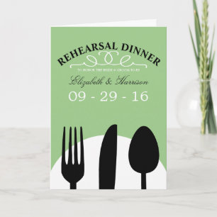 Invitación Cubiertos Negros Modernos para Cena de Ensayo de B
