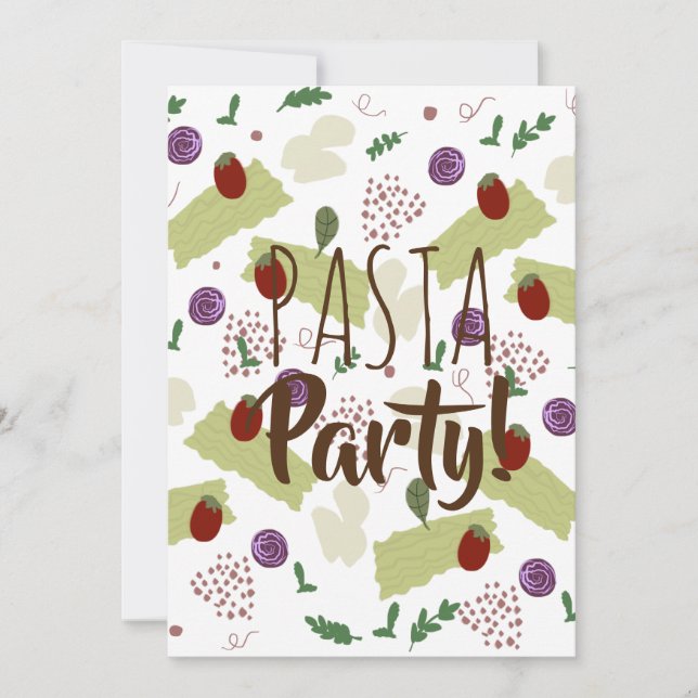 Invitación Cubiertos para cena italiana de pasta albóndigas (Anverso)