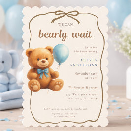 Invitación Cubo adorable apenas podemos esperar bebé azul