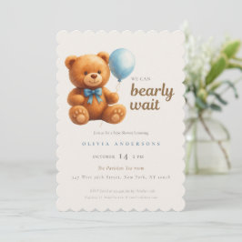 Invitación Cubo Adorable Podemos Esperar Ansiosamente Bebé Az