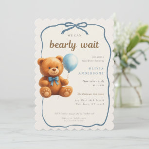 Invitación Cubo Adorable Podemos Esperar con Ansias Bebé Azul