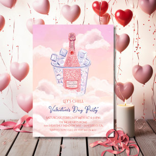 Invitación Cubo de champán celestial para la fiesta de San Va