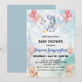 Invitación Cubo de elefante lindo oso ducha de bebé niños chi