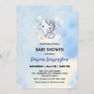 Invitación Cubo de elefante lindo oso ducha de bebé niños chi
