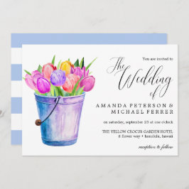 Invitación Cubo de flores de moda de tulipano boda
