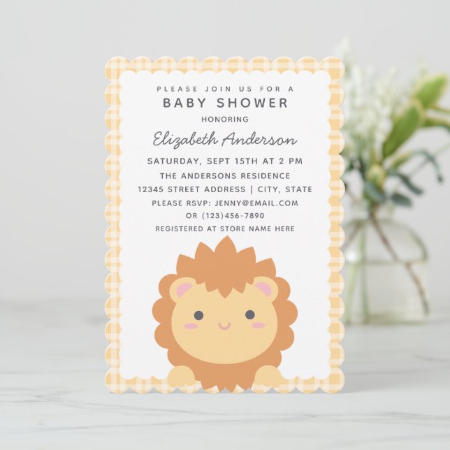 Invitación Cubo de león de bebé pequeño género Baby Shower ne (Anverso de pie)