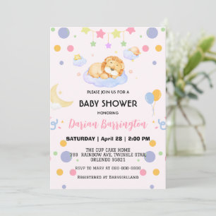 Invitación Cubo de león lindo globo lunar bebé ducha fiesta c