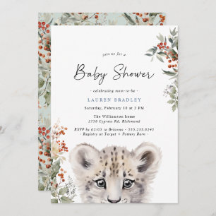 Invitación Cubo de leopardo de la nieve   Cute Arctic Winter
