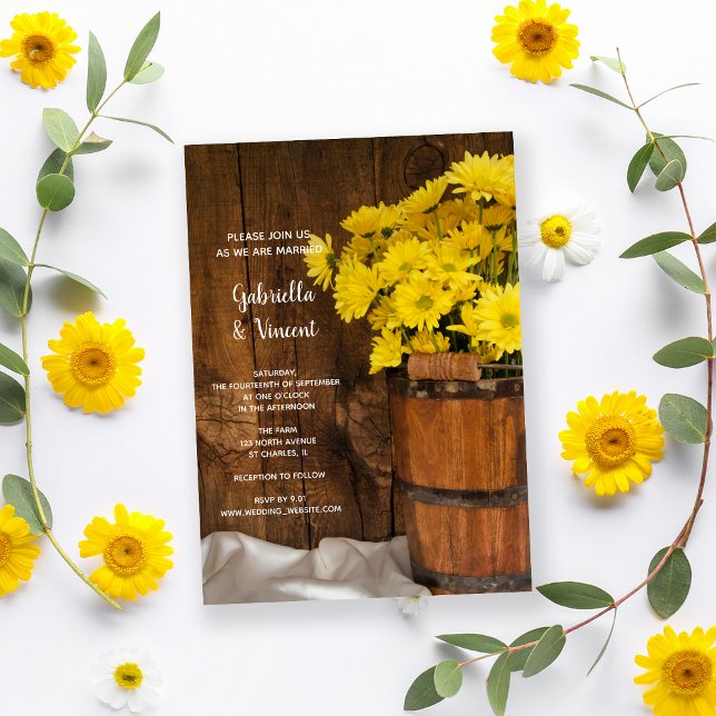 Invitación Cubo de madera y boda campestre en las mareas amar (Subido por el creador)