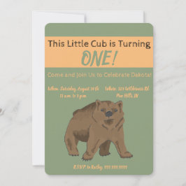 Invitación Cubo De Oso Marrón De Woodland