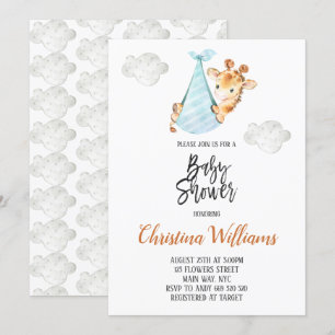 Invitación Cubo neutro de Baby Shower Giraffe Cute mínimo