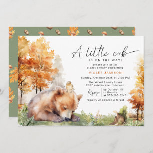 Invitación Cubo Otoño   Cute Fall Forest Baby Shower