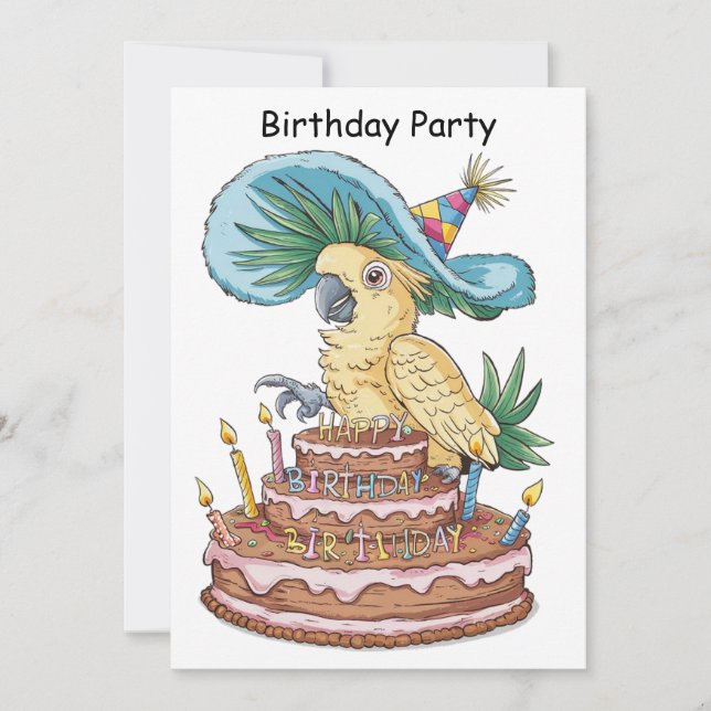 Invitación cucaracha encaramada en pastel de cumpleaños gorra (Anverso)