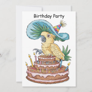 Invitación cucaracha encaramada en pastel de cumpleaños gorra