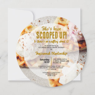 Invitación Cucharada de helado Corazón Waffle redondo Ducha