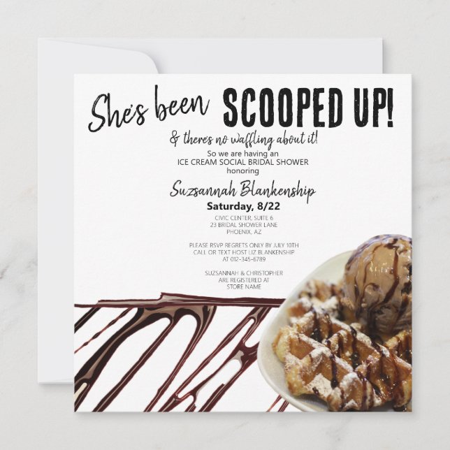 Invitación Cucharada De Helado De Chocolate Sobre Cumpleaños  (Anverso)