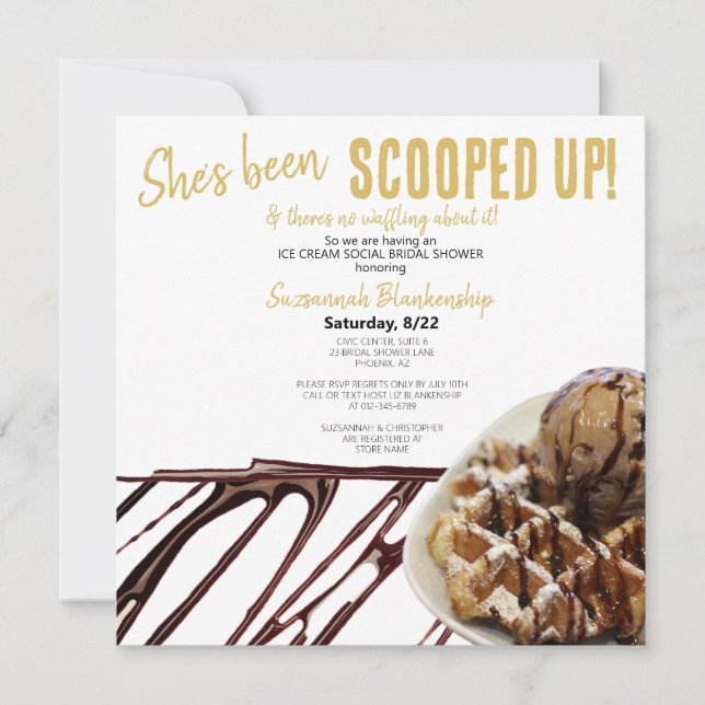 Invitación Cucharada De Helado De Chocolate Sobre Cumpleaños  (Anverso)