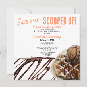 Invitación Cucharada De Helado De Chocolate Sobre Gofre Despe