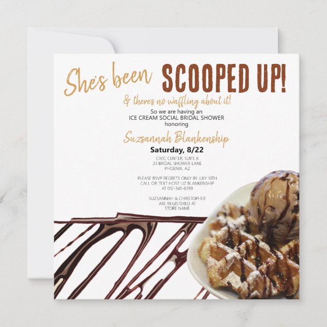 Invitación Cucharada De Helado De Chocolate Sobre Shower Nupc (Anverso)